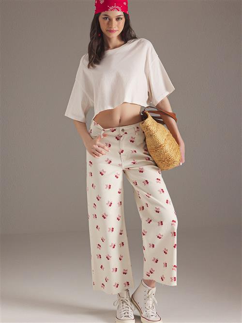 Trendyol Jeans  creme / rød / mørkerød
