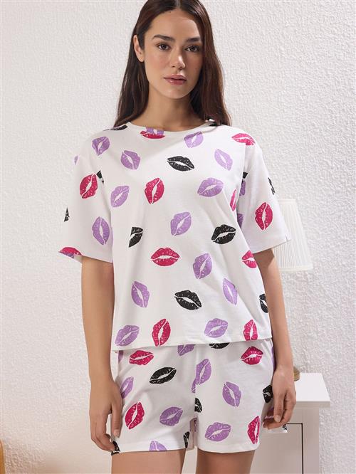 Trendyol Shorty  lavendel / mørk pink / sort / hvid