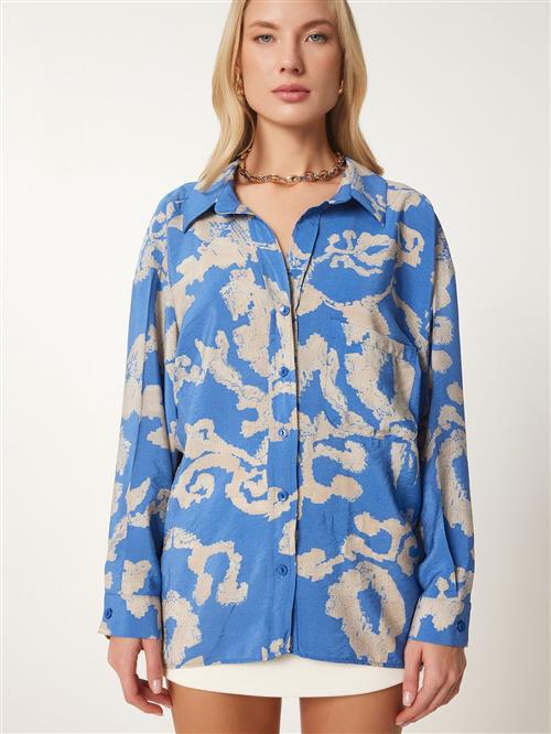 Happiness Istanbul Bluse  creme / royalblå