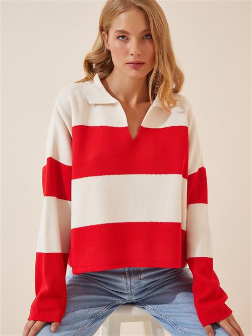 Happiness Istanbul Pullover  rød / hvid