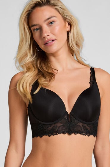 Hunkemöller Jemima formstøbt longline bøjle-bh med pushup sort