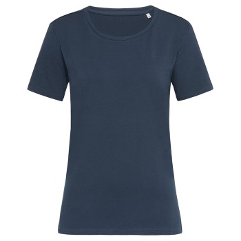 Stedman Claire Relaxed Women Crew Neck Marineblå ringspundet bomuld Small Dame