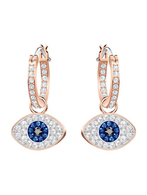 Se Swarovski Øreringe 'Duo Evil Eye'  koboltblåt / rosa guld / sort / hvid ved About You