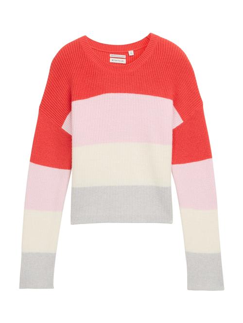TOM TAILOR Pullover  lysebeige / grå / lyserød / brandrød