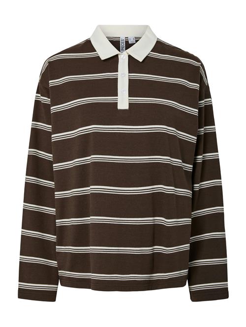 PIECES Shirts 'PCSadie'  mørkebrun / hvid