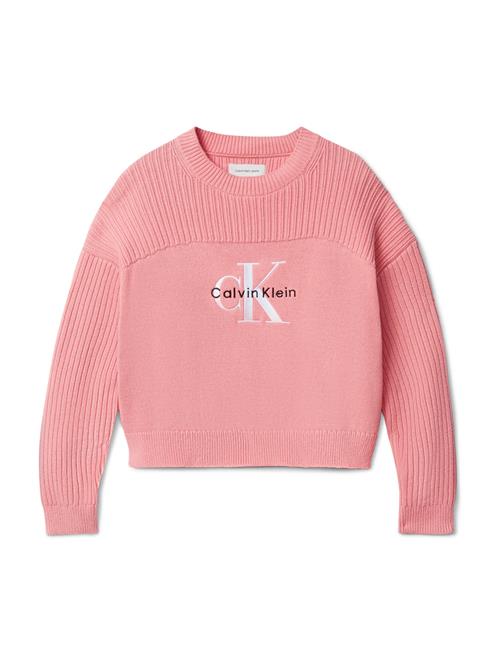 Calvin Klein Jeans Pullover 'Monologo CN'  pitaya / sort / hvid