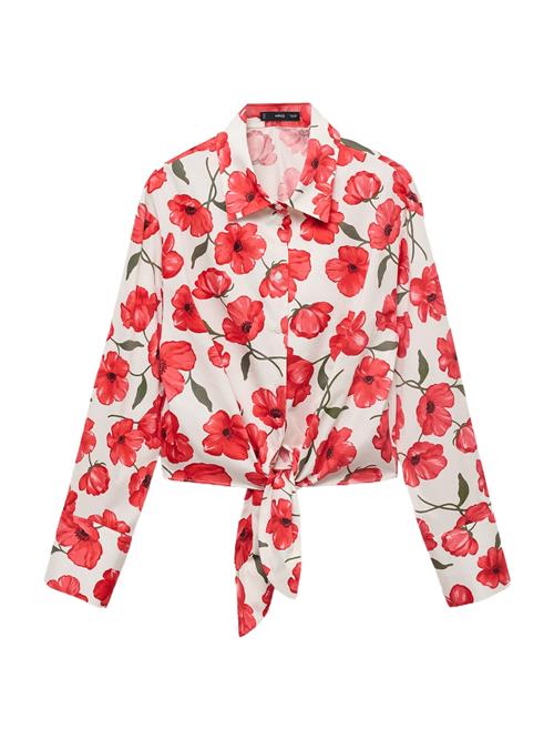 MANGO Bluse 'POLA'  mørkegrøn / rød / lys rød / hvid