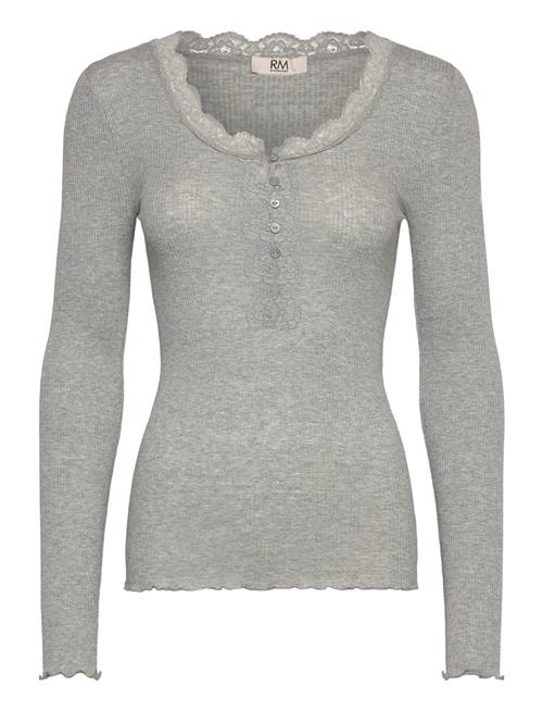 Rmwbalta Modal Ls Placket T-Shirt RM By Rosemunde Grey