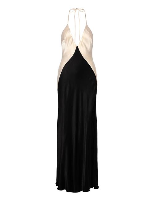 Yve Contrast Halter Dress Bardot Black