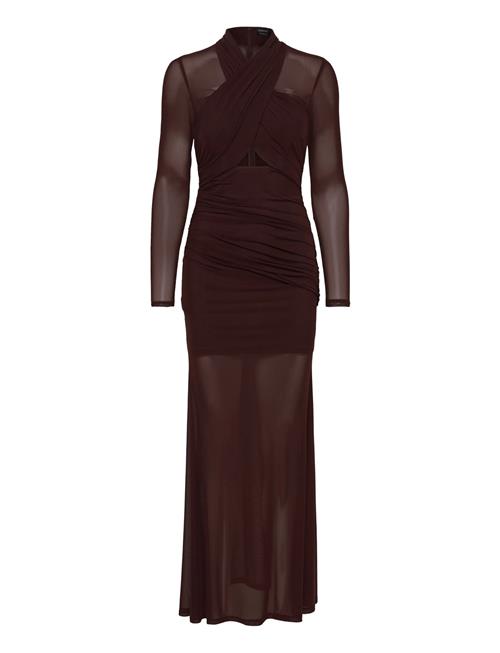 Veria Wrap Mesh Maxi Dress Bardot Brown