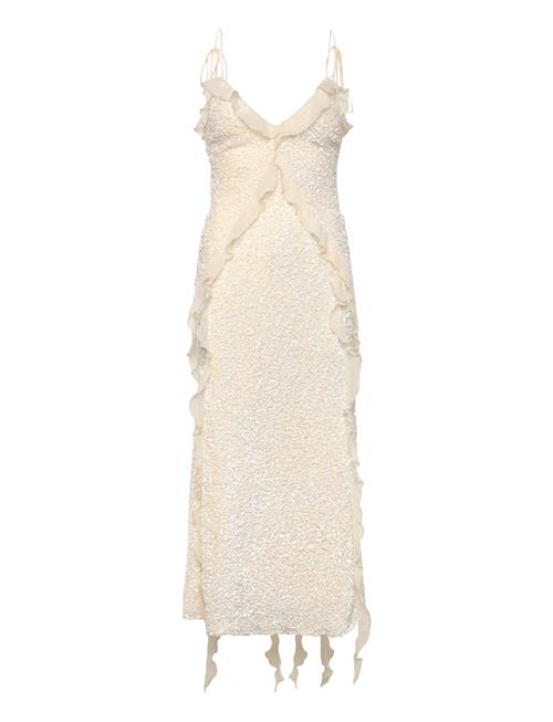 Marsella Ruffle Midi Dress Bardot White
