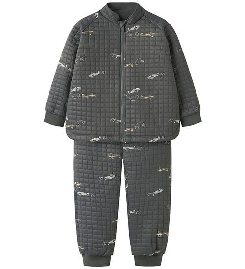Name It Termotøj m. Fleece - NmmMoon - Grey Pinstripe