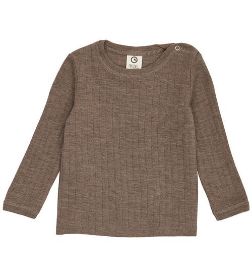 Müsli Bluse - Rib - Uld - Walnut Melange