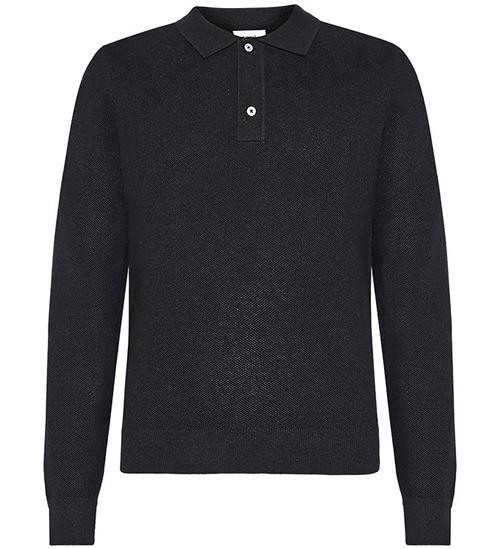 Grunt Polobluse - Strik - GrHam - Black Melange