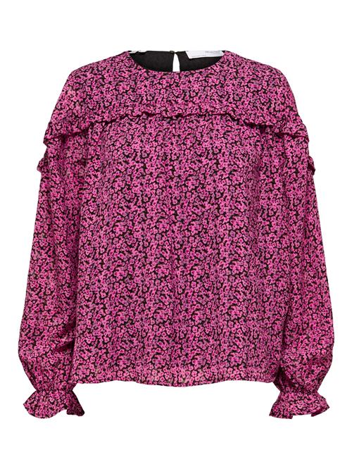 SELECTED Bluse  mørk pink / sort