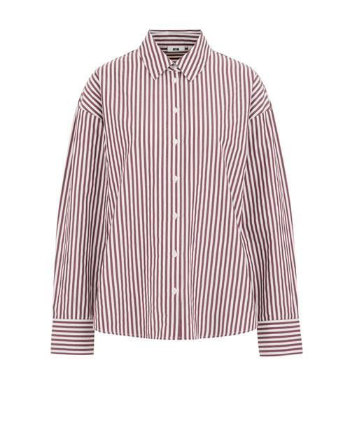 WE Fashion Bluse  mørkerød / naturhvid