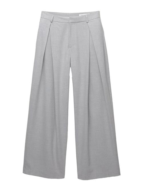 Pull&Bear Bukser med lægfolder  lysegrå