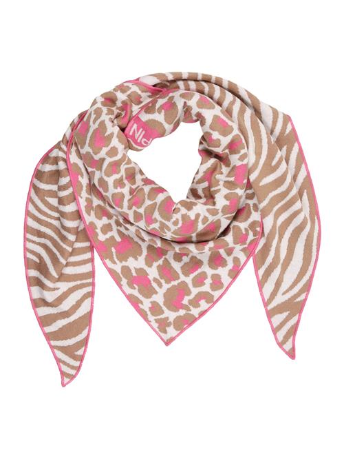 Zwillingsherz Tørklæde 'Love Is Love'  camel / pink / hvid