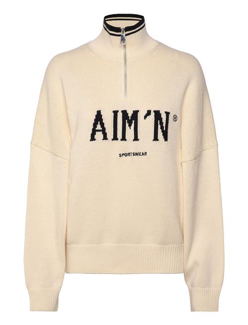 College Knitted Half Zip Aim´n Beige
