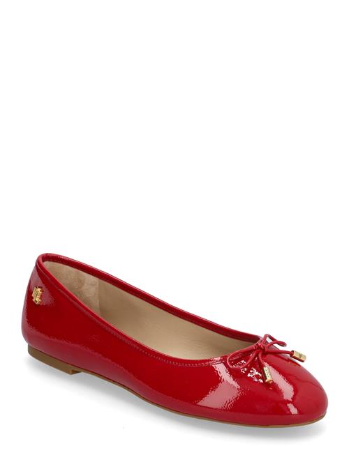 Jayna Crinkle Patent Leather Flat Lauren Ralph Lauren Red