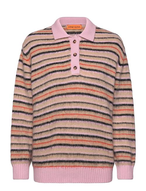 2328 Alpaca Cotton, Long Sleeve Knit Polo STINE GOYA Pink