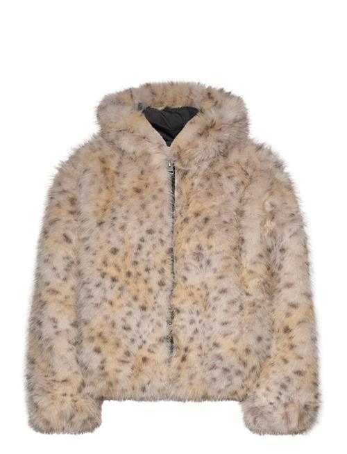 Hooded Faux Fur Jacket Monki Beige