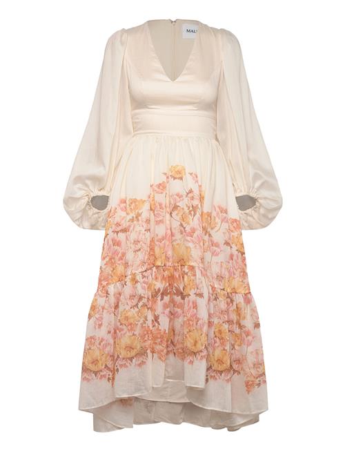 Sasia Deep V Neck Midi Dress Malina Beige