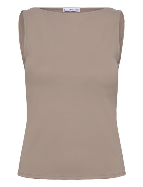 Boat Neck Strapless Top Mango Brown