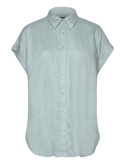 Relaxed Fit Linen Short-Sleeve Shirt Lauren Women Blue