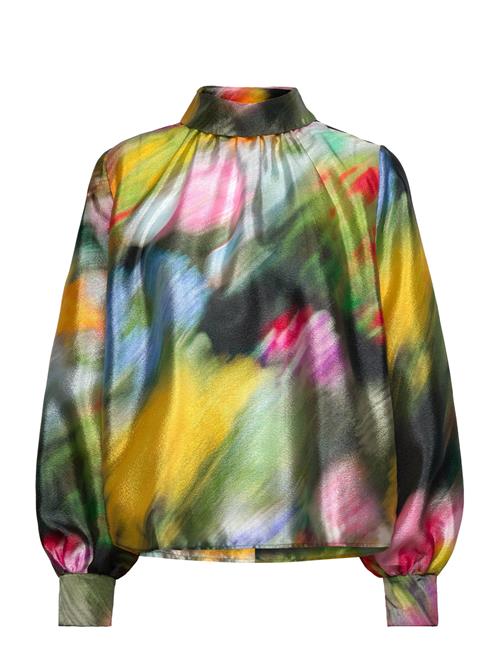 2067 Flat Textured Poly, Gathered Long Sleeve Top STINE GOYA Patterned