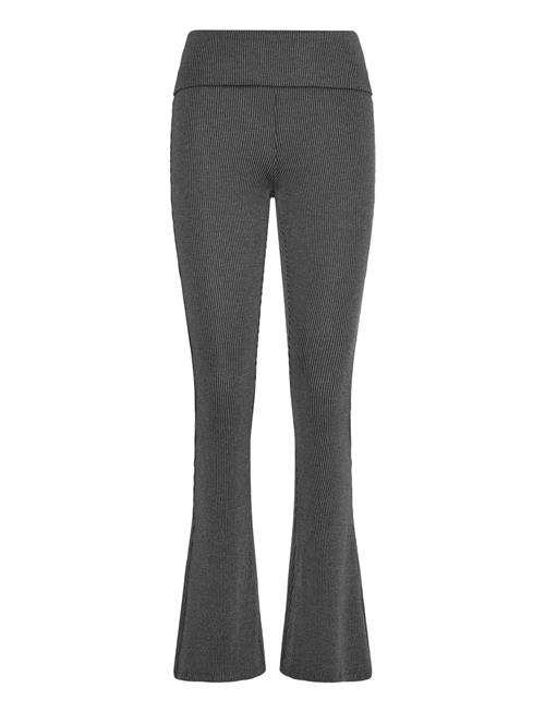 Low Waist Flared Ribbed Trousers Monki Black