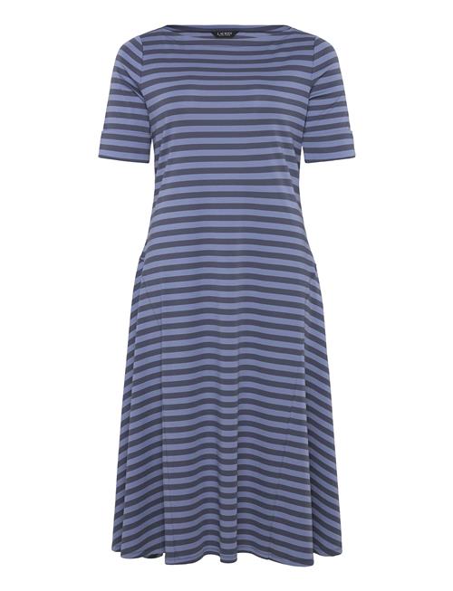 Striped Stretch Cotton Midi Dress Lauren Women Blue