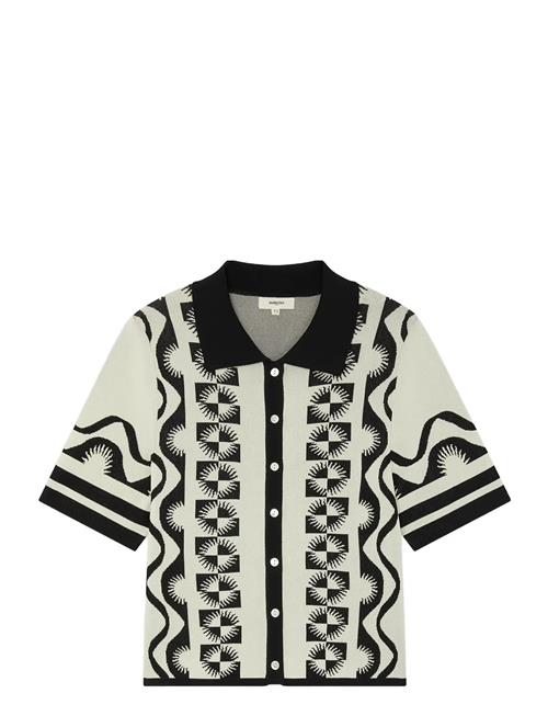 Gabera - Black And White Jacquard Polo Jumper SUNCOO Paris Cream
