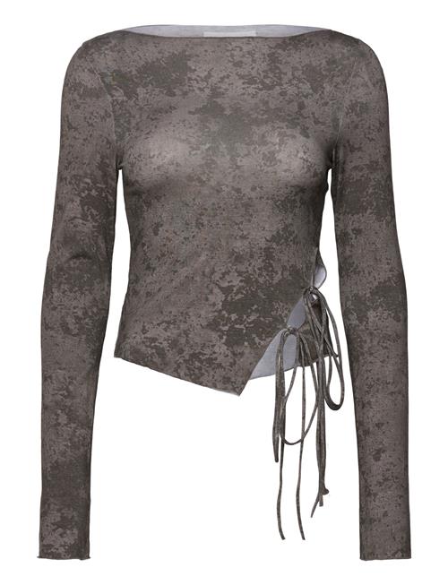 Side Tie Long Sleeve Top Weekday Grey