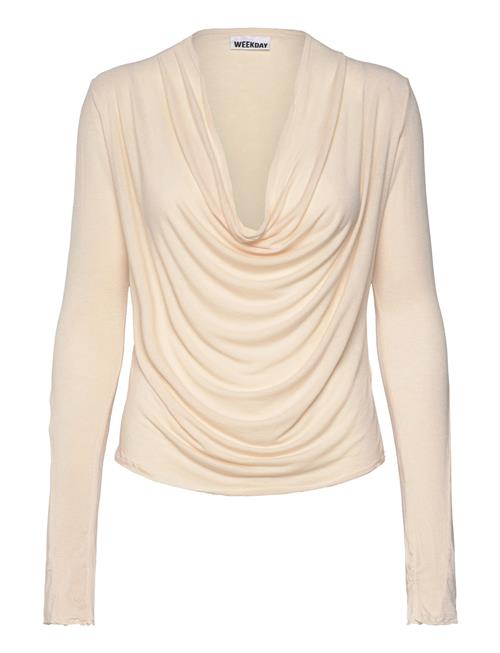Drape Long Sleeve Top Weekday Beige