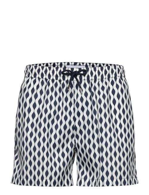 Classic Swim Shorts Navy Waves The Resort Co. Black