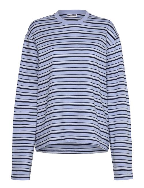 Striped Boxy Long Sleeve T-Shirt Weekday Blue