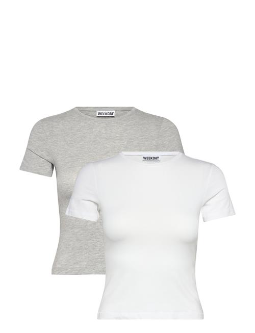 2-Pack Slim Fitted T-Shirt Weekday White