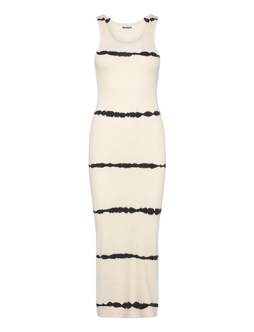 Close Fitted Rib Dress Tie Dye Weekday White
