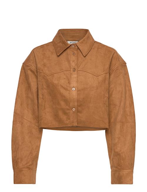 Se Cropped Western Shirt Monki Brown ved Booztlet