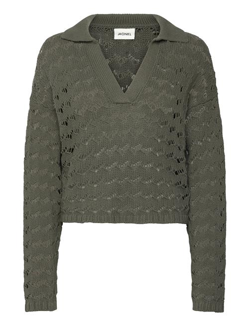 Loose Open-Knit Sweater Monki Green