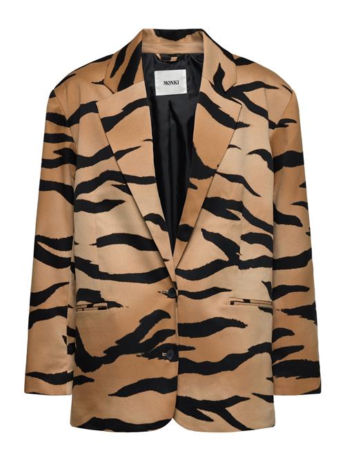Single-Breasted Over D Tiger Printed Blazer Monki Brown