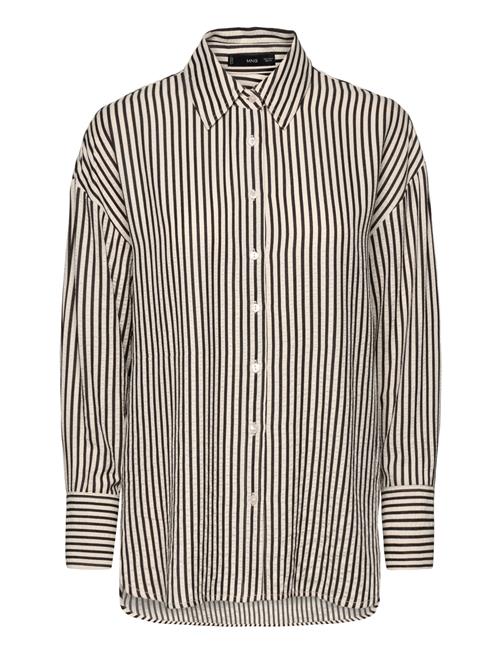 Striped Textured Shirt Mango Black