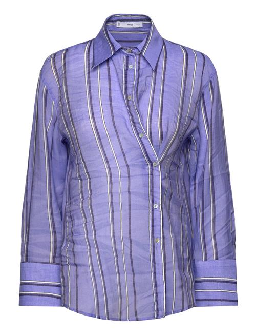 Striped Shirt With Multi-Position Closure Mango Blue
