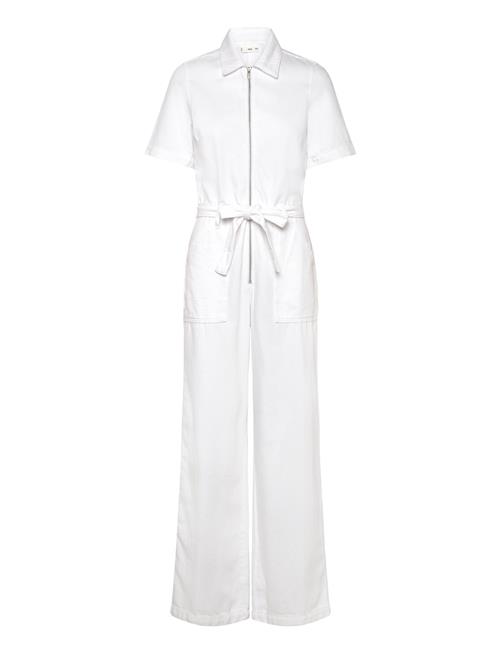 Denim Jumpsuit Belt Mango White