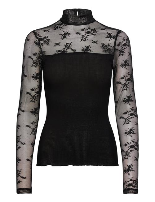 Rmwbalta Modal Ls T-Neck Full Lace RM By Rosemunde Black