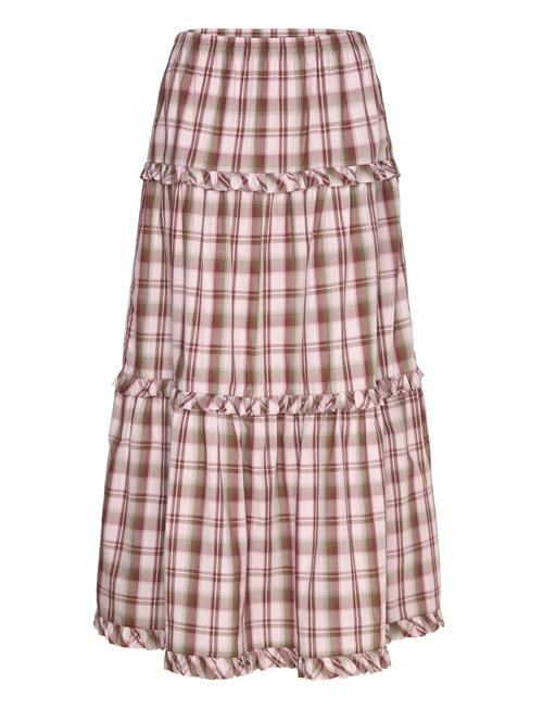 Ruffled Tiered Cotton Skirt Monki Pink