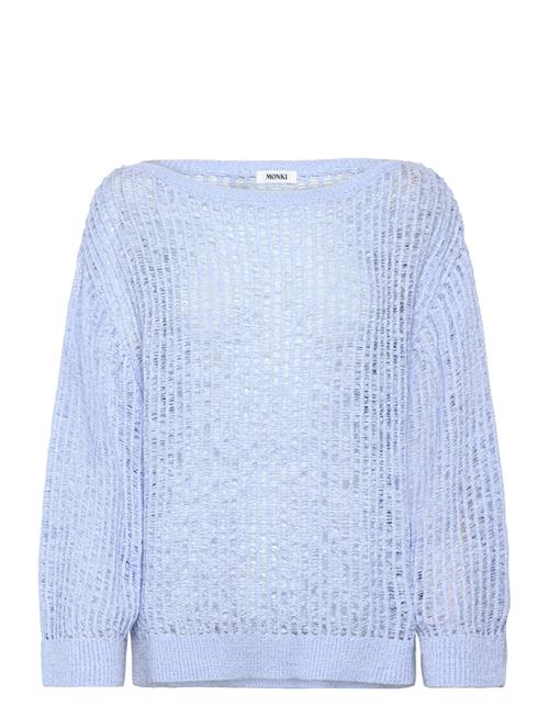Loose Open-Knit Side Slit Sweater Monki Blue