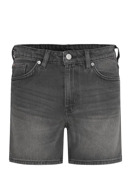 Aimo Mid-Rise Straight Leg Denim Shorts Monki Black