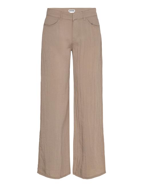 Loose Crinkle Trousers Weekday Beige